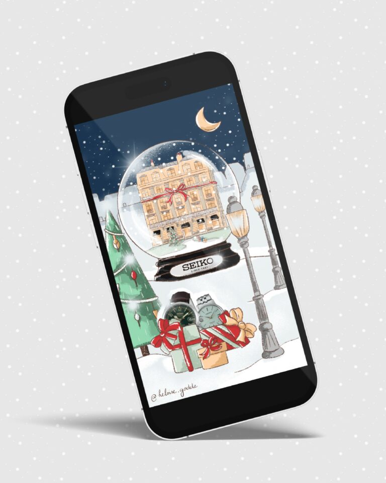 illustration promenade de noel pour les montres seiko et le point