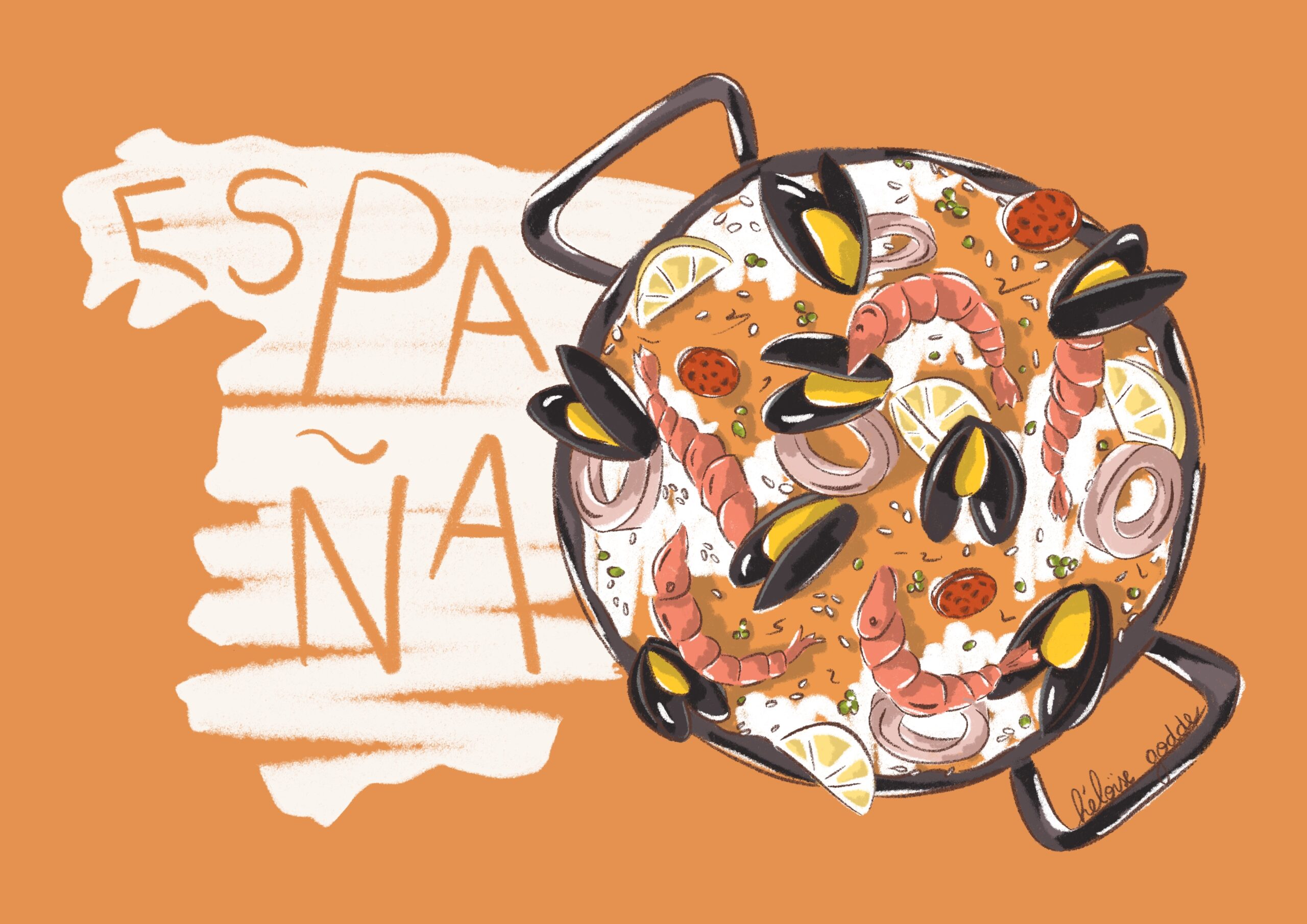 illustration d'une paella espagne sur carte espagnole