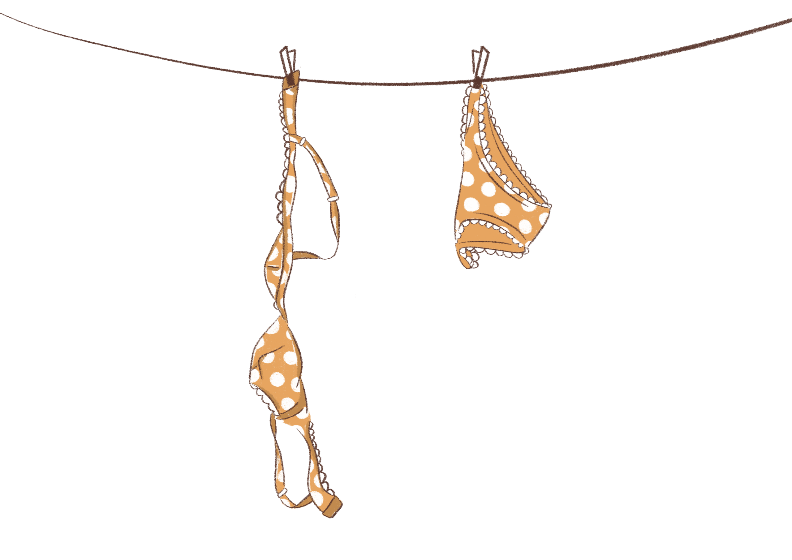 illustration de sous-vêtement sur fil à linge