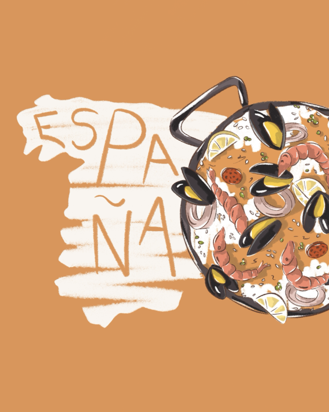 illustration d'une paella espagne sur carte espagnole