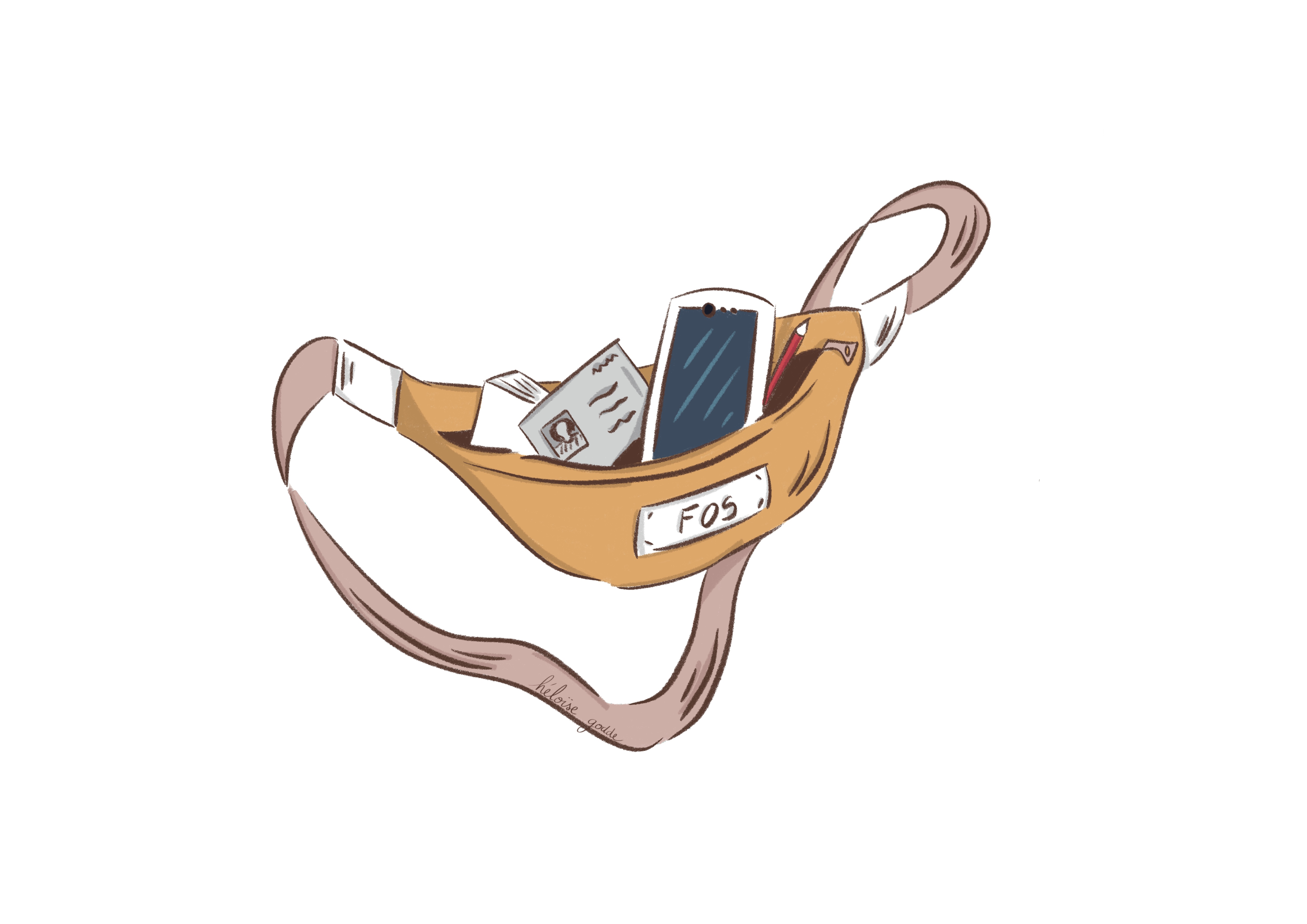 illustration sac banane de randonnée voyage