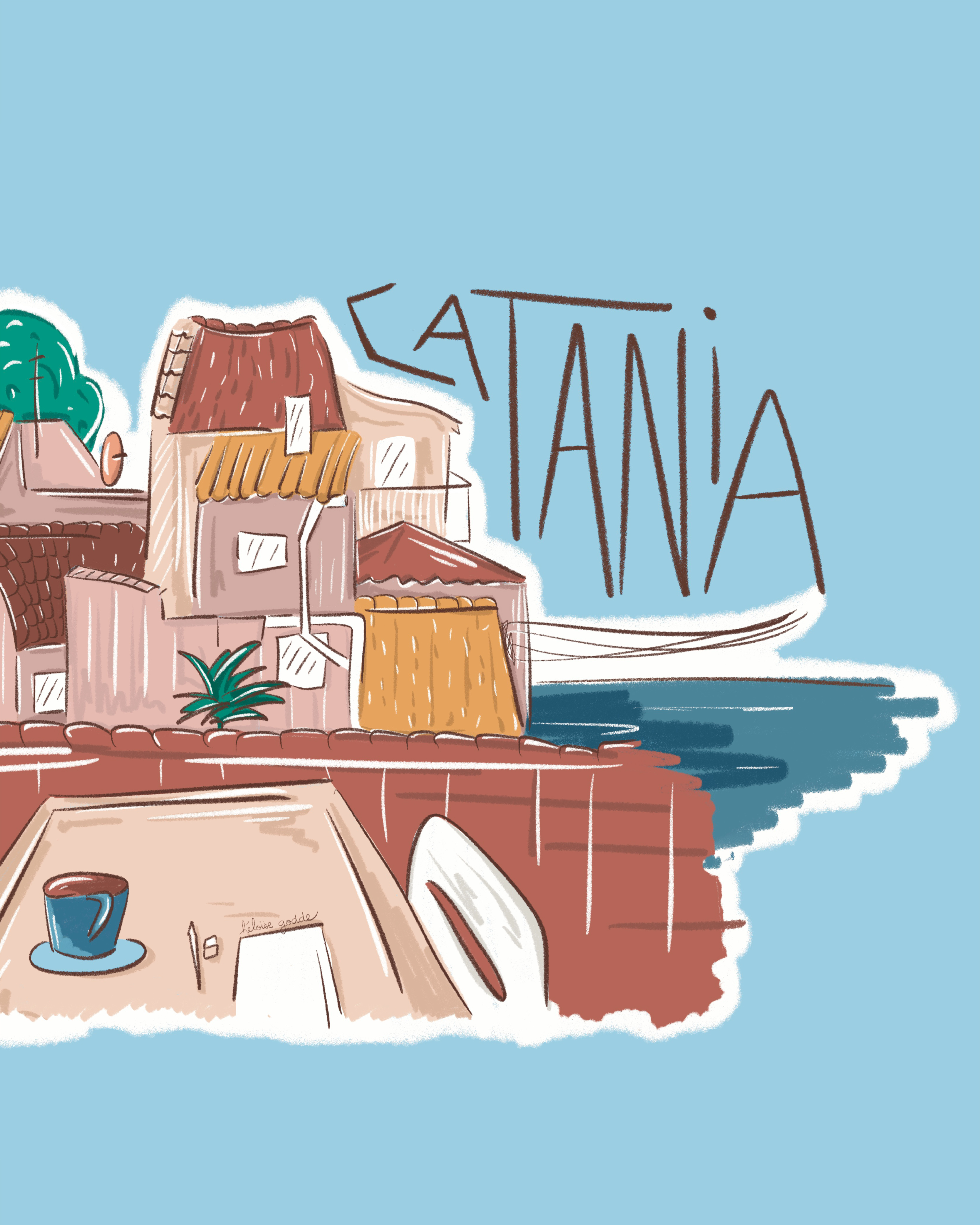 illustration des toits de catane en sicile