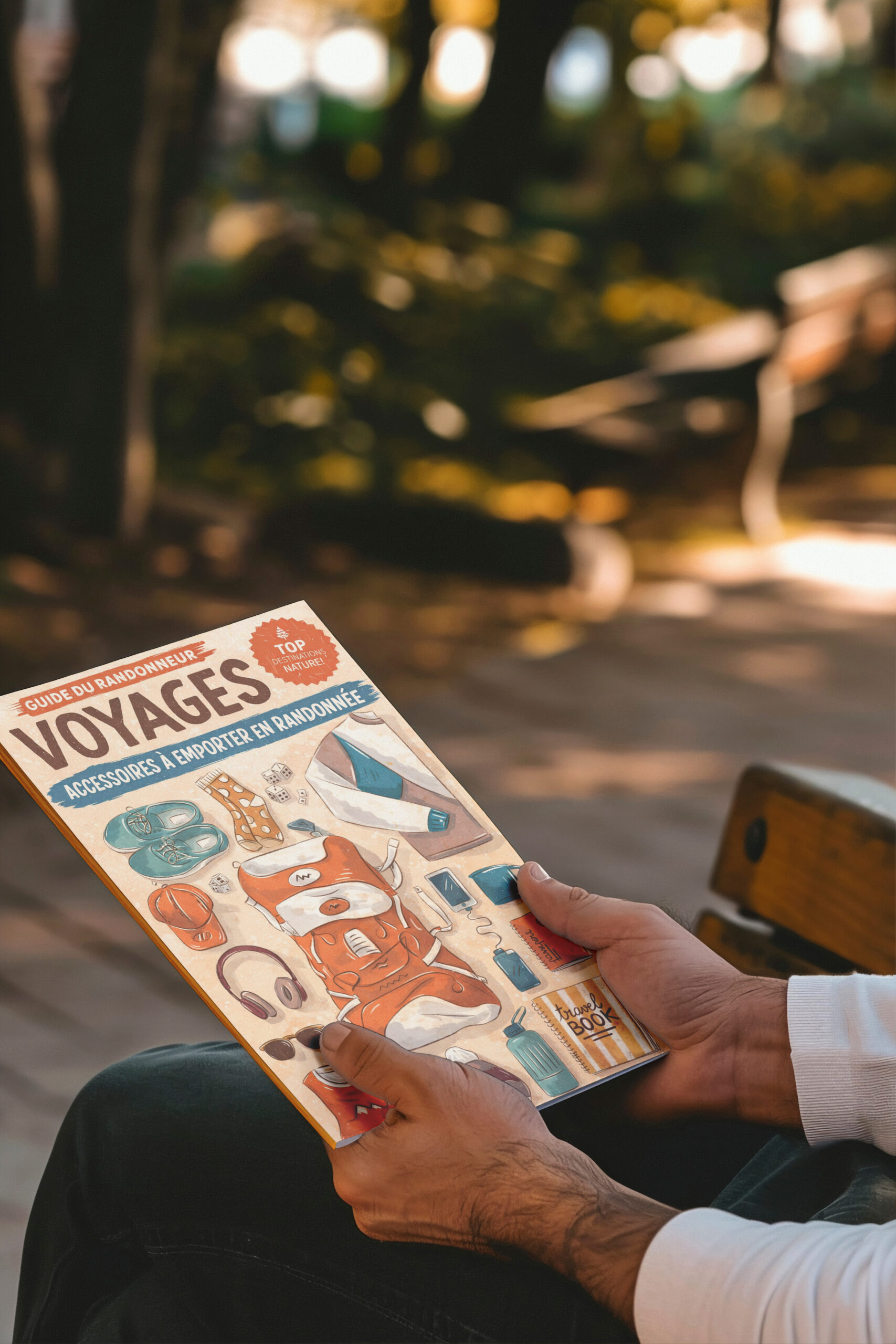 Magazine illustré sur le thème des accessoires de randonnée
